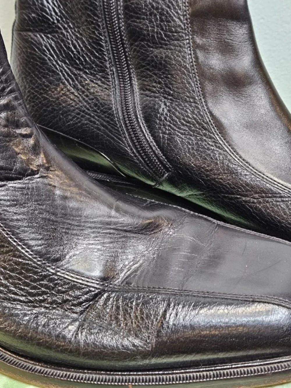 Florsheim Duke Boots Size10 D Black Bike Toe Side Zipper 90140 1970's